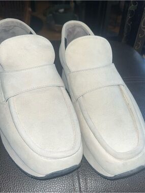 Women’s White Suede Slip-On Loafers